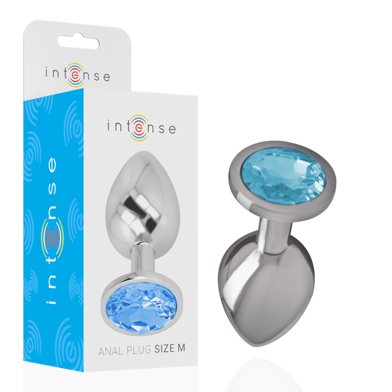 PLUG ANALE IN METALLO ALLUMINIO CON VETRO BLU TAGLIA M - CHARME VIBE