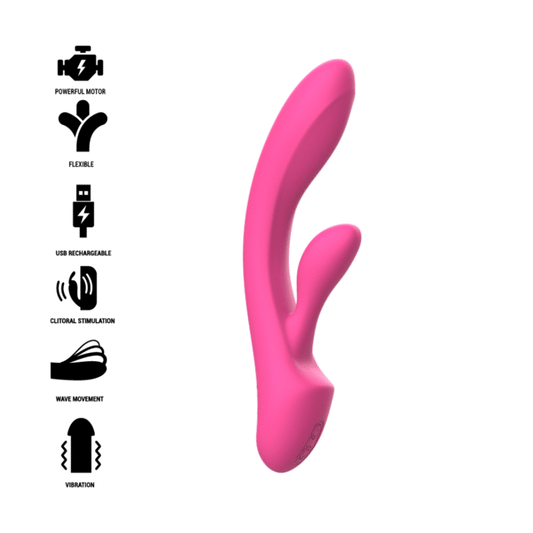VIBRATORE LUIGI RABBIT SILICONE LIQUIDO ROSA - CHARME VIBE