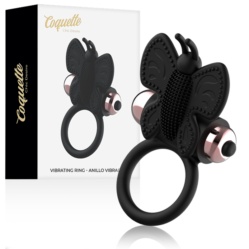 ANELLO PENE FARFALLA CON VIBRATORE NERO/ORO - CHARME VIBE