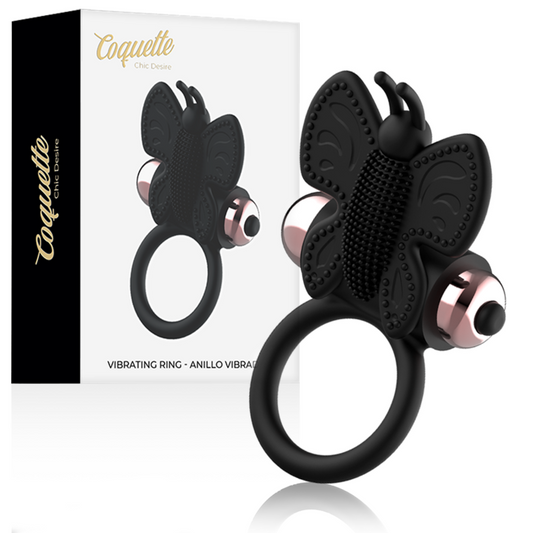 ANELLO PENE FARFALLA CON VIBRATORE NERO/ORO - CHARME VIBE