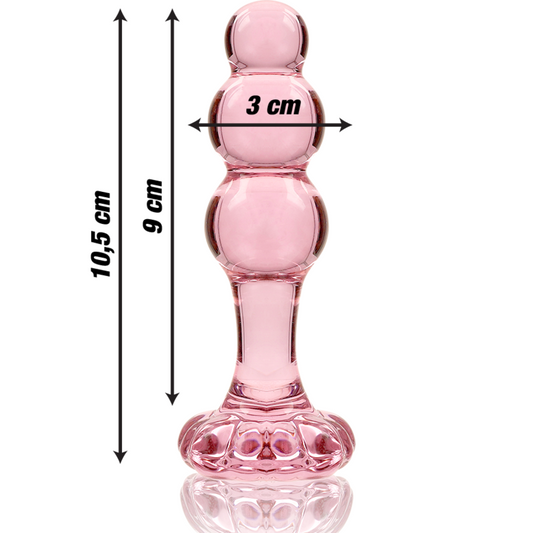 MODELLO 1 PLUG ANALE VETRO BOROSILICATO ROSA 10.5 CM  3 CM - CHARME VIBE