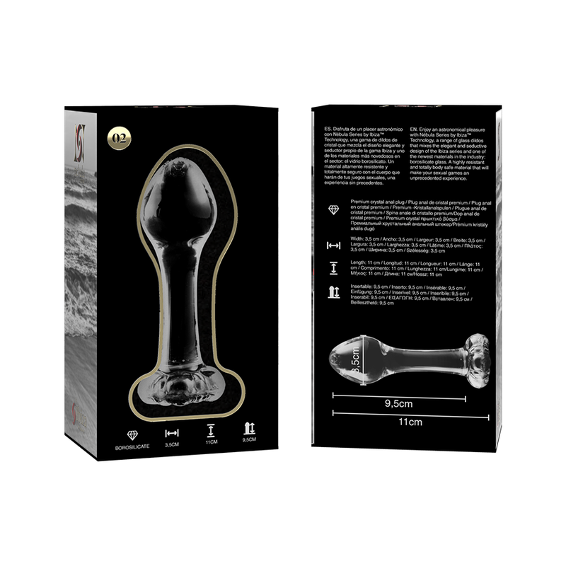 MODELLO 2 PLUG ANALE VETRO BOROSILICATO TRASPARENTE 11 CM O 3.5 CM - CHARME VIBE