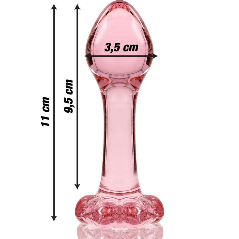 MODELLO 2 PLUG ANALE VETRO BOROSILICATO ROSA 11 CM O 3.5 CM - CHARME VIBE