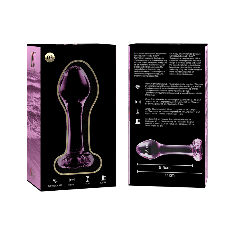 MODELLO 2 PLUG ANALE VETRO BOROSILICATO ROSA 11 CM O 3.5 CM - CHARME VIBE