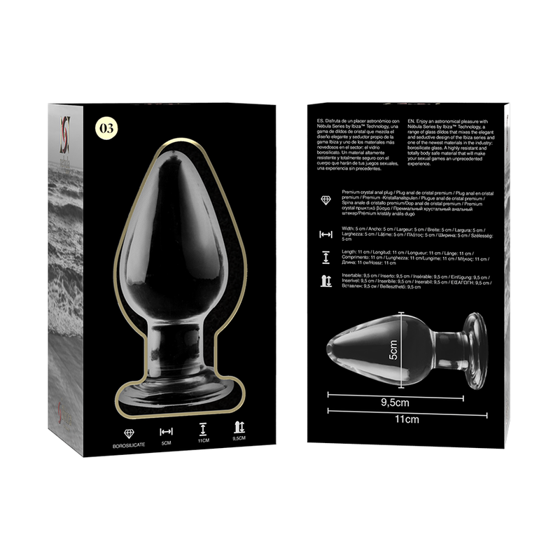 MODELLO 3 PLUG ANALE VETRO BOROSILICATO TRASPARENTE 11 CM O 5 CM - CHARME VIBE