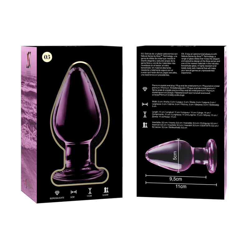 MODELLO 3 PLUG ANALE VETRO BOROSILICATO ROSA 11 CM O 5 CM - CHARME VIBE