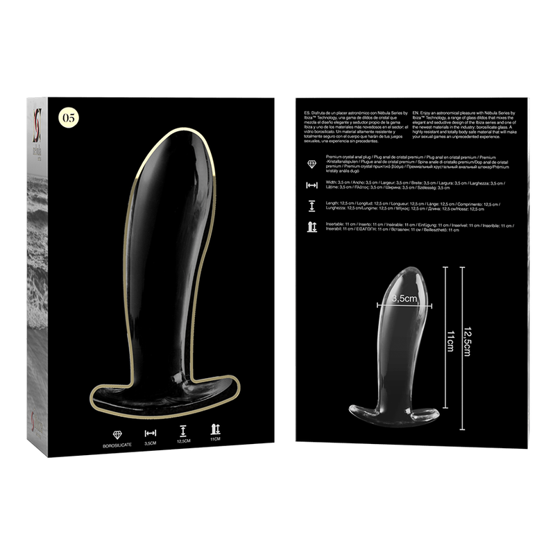 MODELLO 5 PLUG ANALE VETRO BOROSILICATO TRASPARENTE 12.5 CM O 3.5 CM - CHARME VIBE