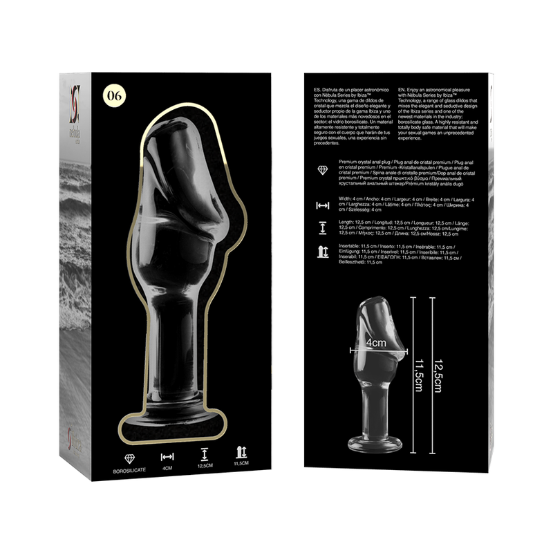 MODELLO 6 PLUG ANALE VETRO BOROSILICATO TRASPARENTE 12.5 CM O 4 CM - CHARME VIBE