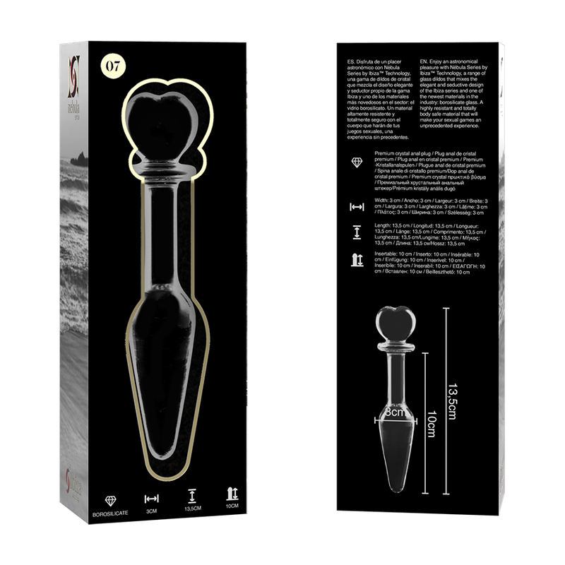 MODELLO 7 PLUG ANALE VETRO BOROSILICATO TRASPARENTE 13.5 CM O 3 CM - CHARME VIBE