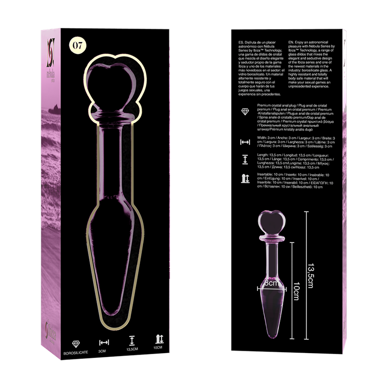 MODELLO 7 PLUG ANALE VETRO BOROSILICATO ROSA 13.5 CM O 3 CM - CHARME VIBE
