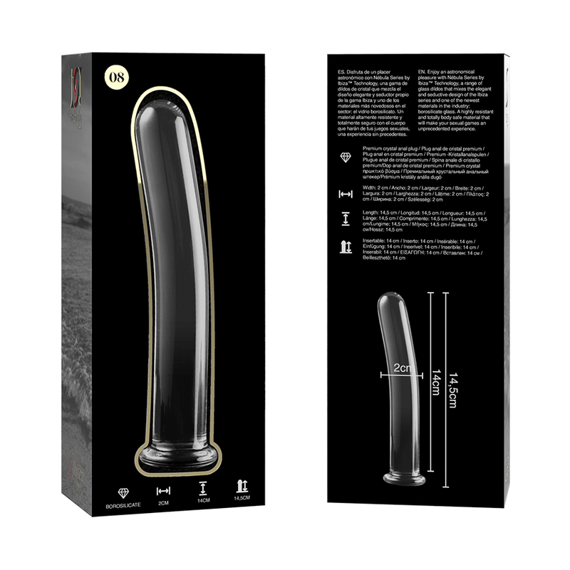 MODELLO 8 DILDO IN VETRO BOROSILICATO TRASPARENTE 14.5 CM O 2 CM - CHARME VIBE