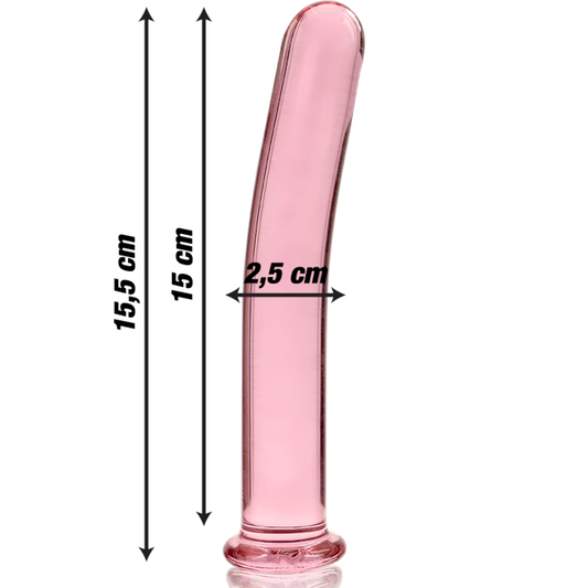 MODELLO 9 DILDO IN VETRO BOROSILICATO ROSA 15.5 CM O 2.5 CM - CHARME VIBE