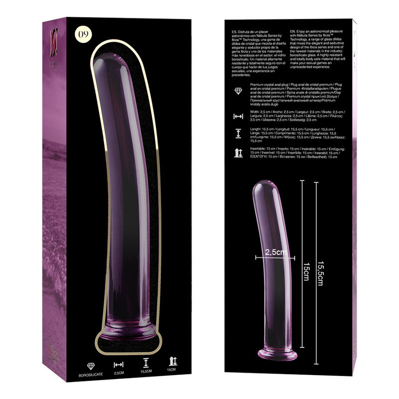 MODELLO 9 DILDO IN VETRO BOROSILICATO ROSA 15.5 CM O 2.5 CM - CHARME VIBE
