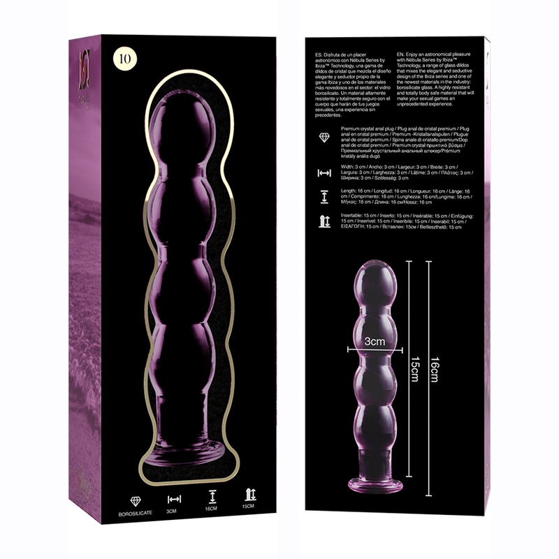 MODELLO 10 DILDO IN VETRO BOROSILICATO ROSA 16.5 CM O 3.5 CM - CHARME VIBE