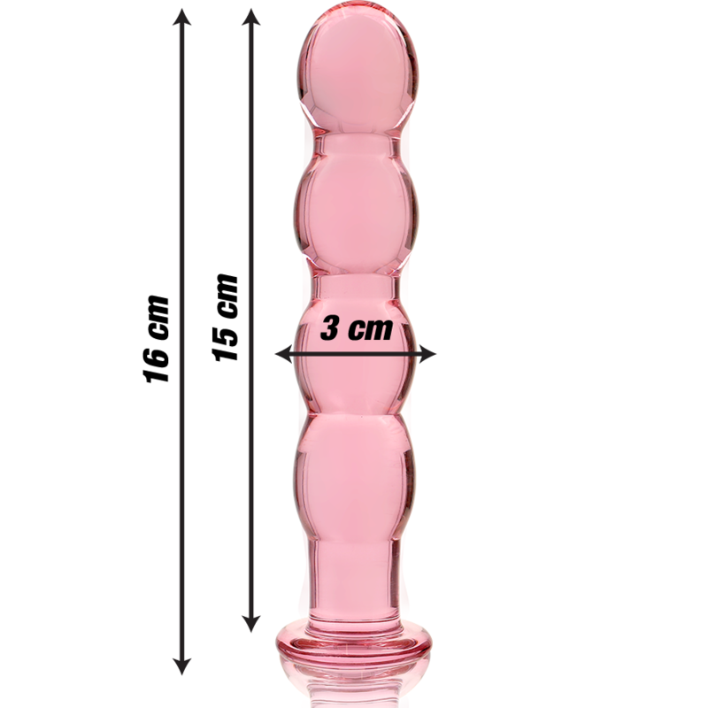 MODELLO 10 DILDO IN VETRO BOROSILICATO ROSA 16.5 CM O 3.5 CM - CHARME VIBE