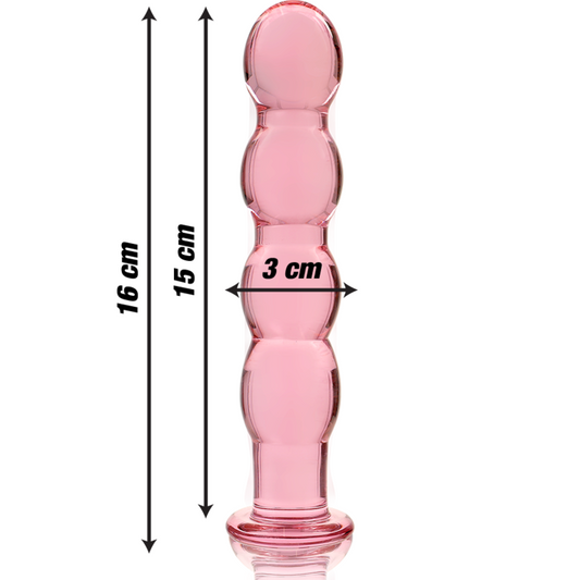 MODELLO 10 DILDO IN VETRO BOROSILICATO ROSA 16.5 CM O 3.5 CM - CHARME VIBE