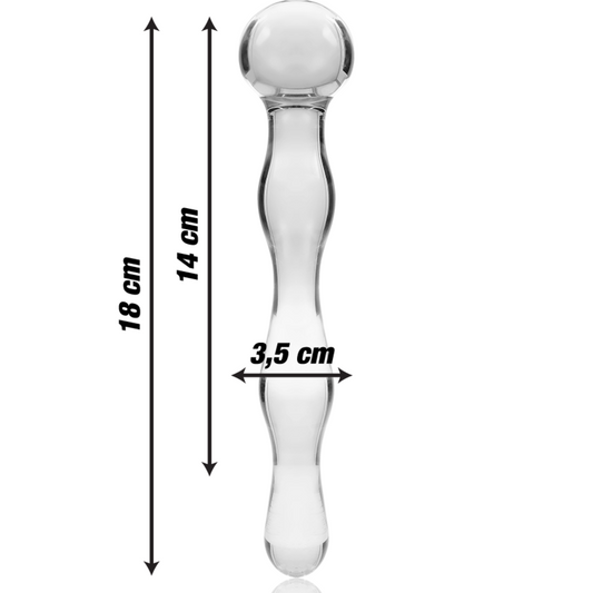 MODELLO 13 DILDO IN VETRO BOROSILICATO TRASPARENTE 18 CM O 3.5 CM - CHARME VIBE