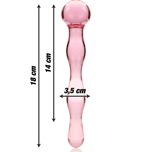 MODELLO 13 DILDO IN VETRO BOROSILICATO ROSA 18 CM O 3.5 CM - CHARME VIBE