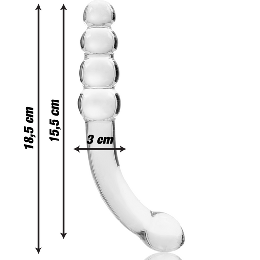 MODELLO 14 DILDO IN VETRO BOROSILICATO TRASPARENTE 18.5 CM O 3 CM - CHARME VIBE