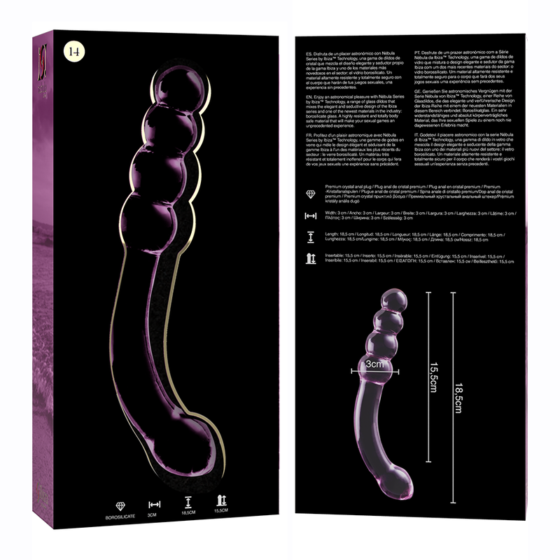 MODELLO 14 DILDO IN VETRO BOROSILICATO ROSA 18.5 CM O 3 CM - CHARME VIBE