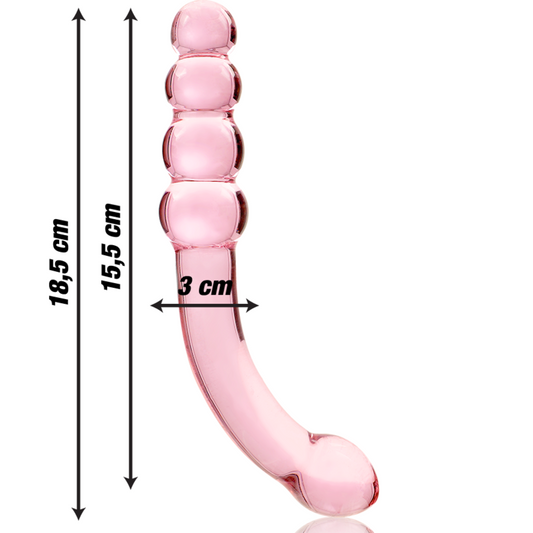 MODELLO 14 DILDO IN VETRO BOROSILICATO ROSA 18.5 CM O 3 CM - CHARME VIBE