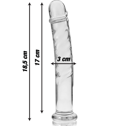 MODELLO 16 DILDO IN VETRO BOROSILICATO TRASPARENTE 18.5 CM O 3 CM - CHARME VIBE