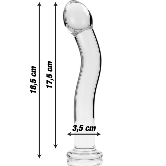 MODELLO 18 DILDO IN VETRO BOROSILICATO TRASPARENTE 18.5 CM O 3.5 CM - CHARME VIBE