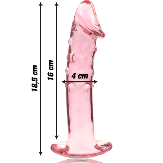 MODELLO 19 DILDO IN VETRO BOROSILICATO ROSA 18.5 CM O 4 CM - CHARME VIBE