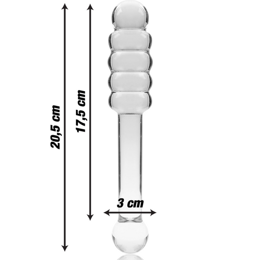 MODELLO 20 DILDO IN VETRO BOROSILICATO TRASPARENTE 20.5 CM O 3 CM - CHARME VIBE