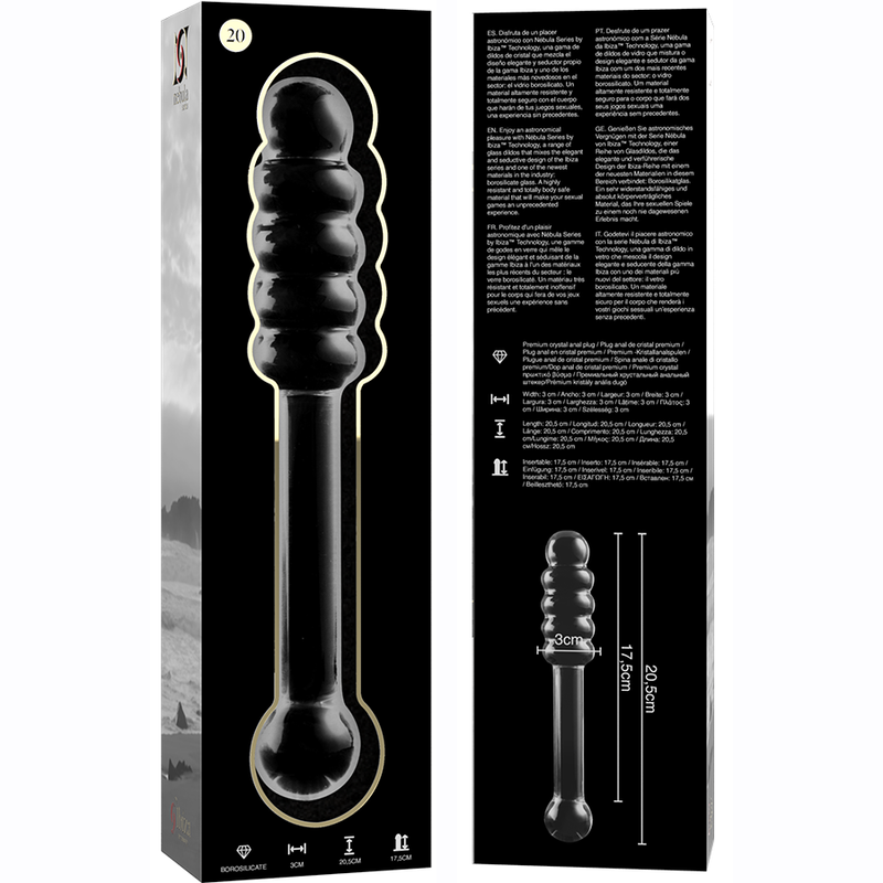 MODELLO 20 DILDO IN VETRO BOROSILICATO TRASPARENTE 20.5 CM O 3 CM - CHARME VIBE