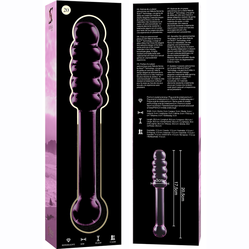 MODELLO 20 DILDO IN VETRO BOROSILICATO ROSA 20.5 CM O 3 CM - CHARME VIBE