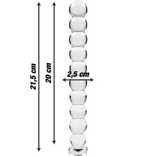 MODELLO 22 DILDO IN VETRO BOROSILICATO TRASPARENTE 21.5 CM O 2.5 CM - CHARME VIBE