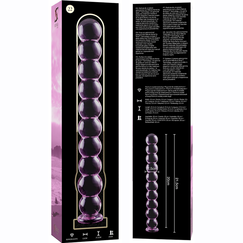MODELLO 22 DILDO IN VETRO BOROSILICATO ROSA 21.5 CM O 2.5 CM - CHARME VIBE