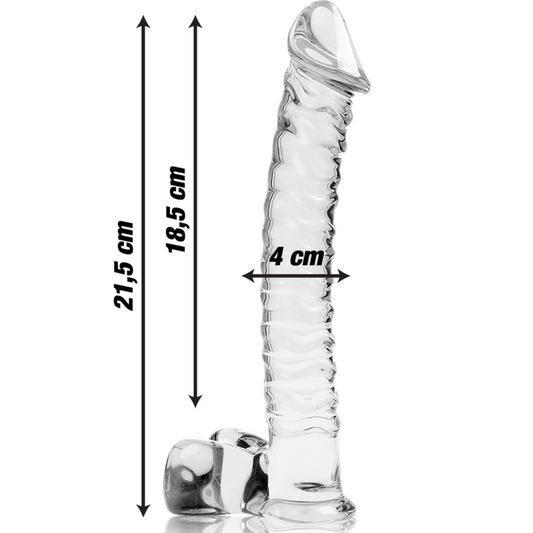 MODELLO 23 DILDO IN VETRO BOROSILICATO TRASPARENTE 21.5 CM O 4 CM - CHARME VIBE