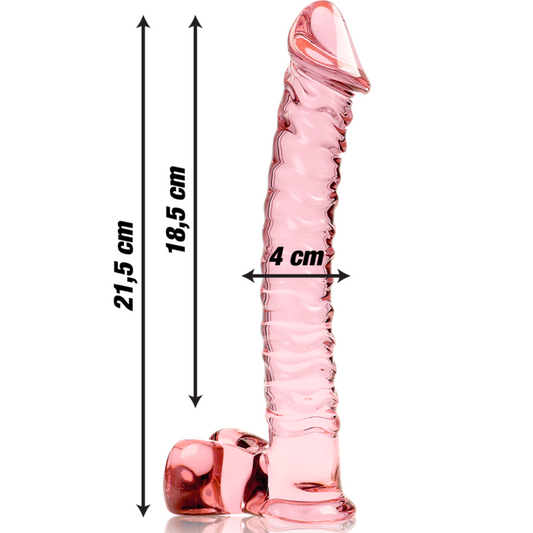 MODELLO 23 DILDO IN VETRO BOROSILICATO ROSA 21.5 CM O 4 CM - CHARME VIBE