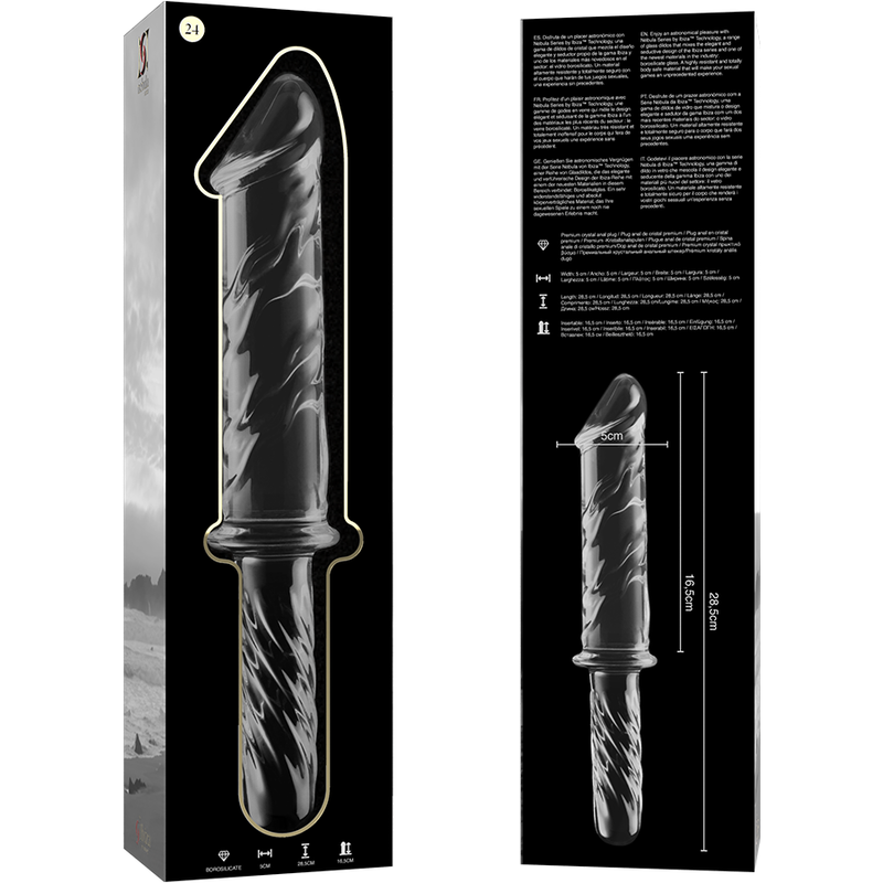 MODELLO 24 DILDO IN VETRO BOROSILICATO TRASPARENTE 28.5 CM O 5 CM - CHARME VIBE