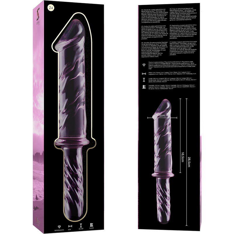 MODELLO 24 DILDO IN VETRO BOROSILICATO ROSA 28.5 CM O 5 CM - CHARME VIBE