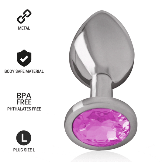 PLUG ANALE IN METALLO ALLUMINIO CON CRISTALLO ROSA MISURA L - CHARME VIBE
