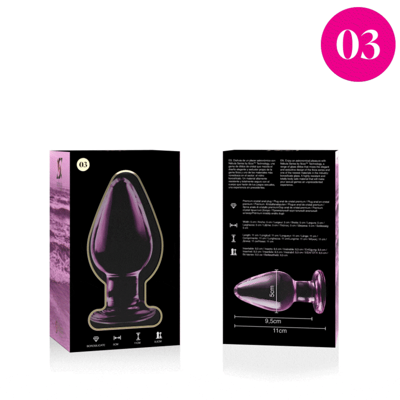 MODELLO 3 PLUG ANALE VETRO BOROSILICATO ROSA 11 CM O 5 CM - CHARME VIBE