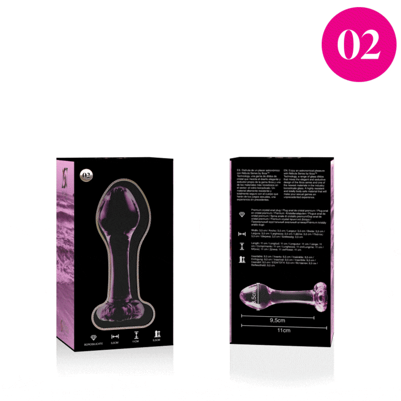 MODELLO 2 PLUG ANALE VETRO BOROSILICATO ROSA 11 CM O 3.5 CM - CHARME VIBE