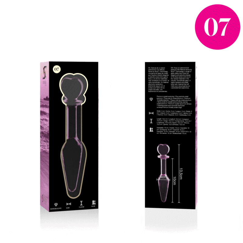 MODELLO 7 PLUG ANALE VETRO BOROSILICATO ROSA 13.5 CM O 3 CM - CHARME VIBE