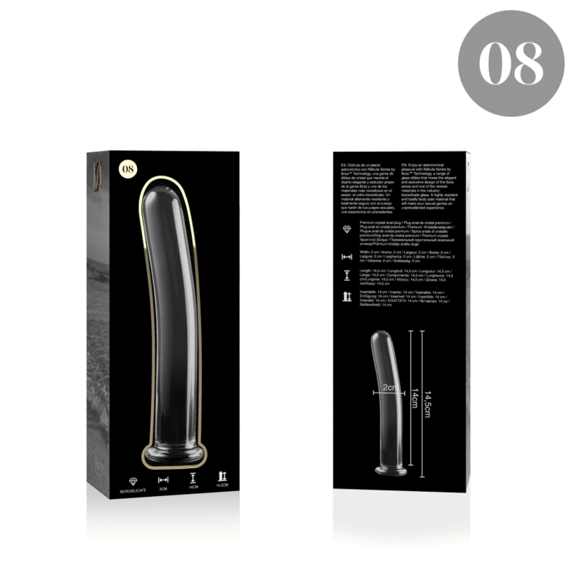 MODELLO 8 DILDO IN VETRO BOROSILICATO TRASPARENTE 14.5 CM O 2 CM - CHARME VIBE