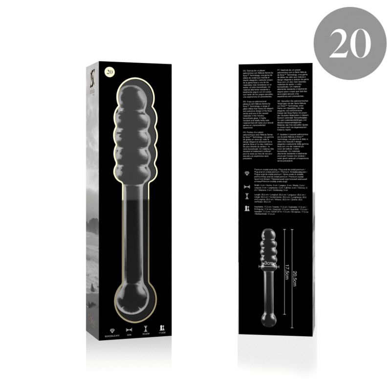 MODELLO 20 DILDO IN VETRO BOROSILICATO TRASPARENTE 20.5 CM O 3 CM - CHARME VIBE