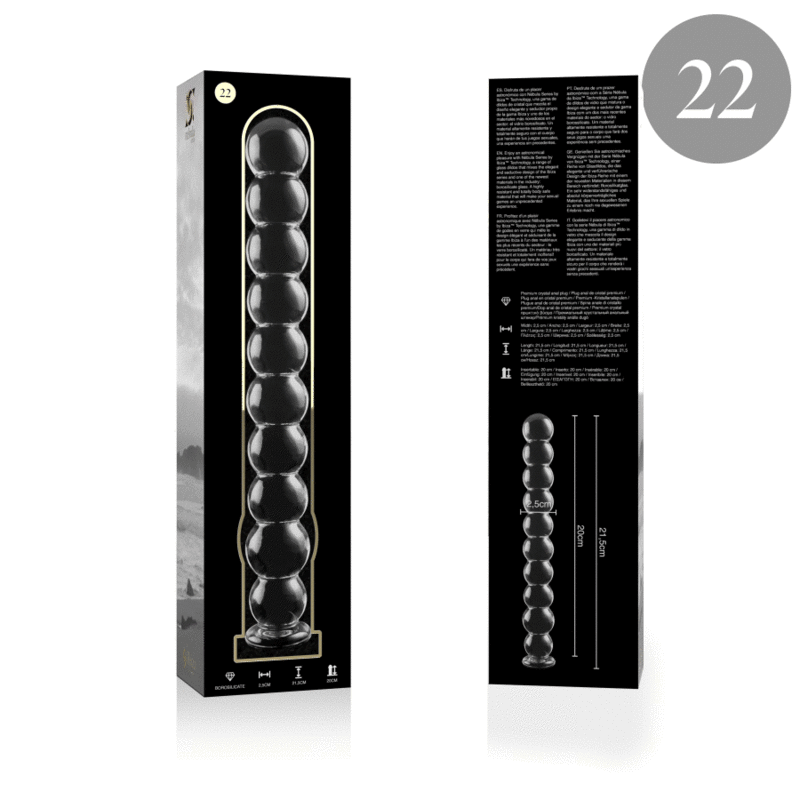 MODELLO 22 DILDO IN VETRO BOROSILICATO TRASPARENTE 21.5 CM O 2.5 CM - CHARME VIBE