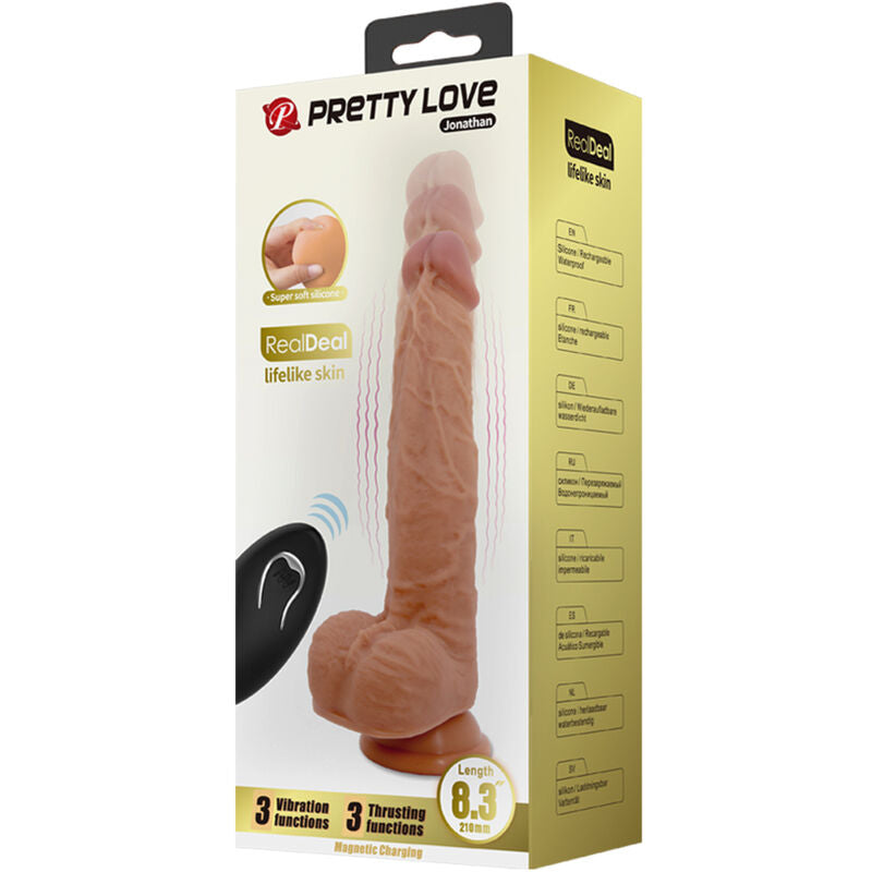 DILDO IN SILICONE JONATHAN 3 VIBRAZIONI + 3 MISURE DI INSERIMENTO TELECOMANDO 21 CM - CHARME VIBE