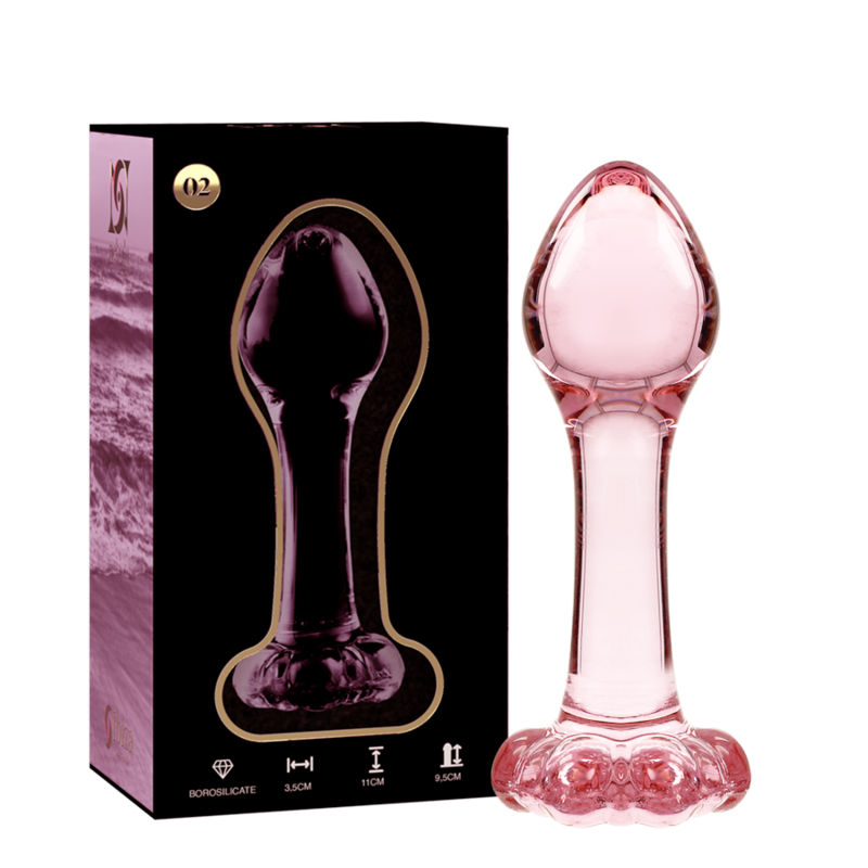 MODELLO 2 PLUG ANALE VETRO BOROSILICATO ROSA 11 CM O 3.5 CM - CHARME VIBE