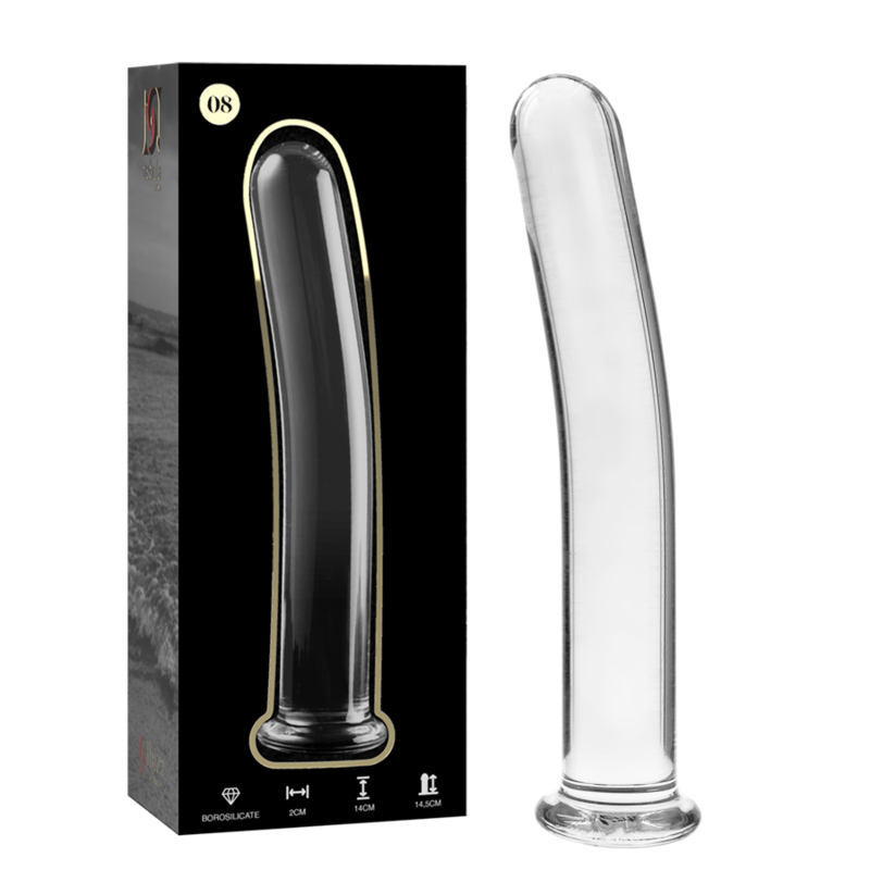 MODELLO 8 DILDO IN VETRO BOROSILICATO TRASPARENTE 14.5 CM O 2 CM - CHARME VIBE