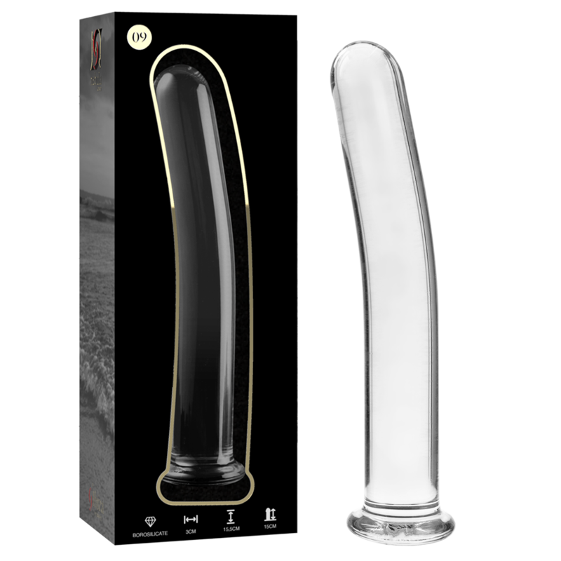 MODELLO 9 DILDO IN VETRO BOROSILICATO TRASPARENTE 15.5 CM O 2.5 CM  - CHARME VIBE