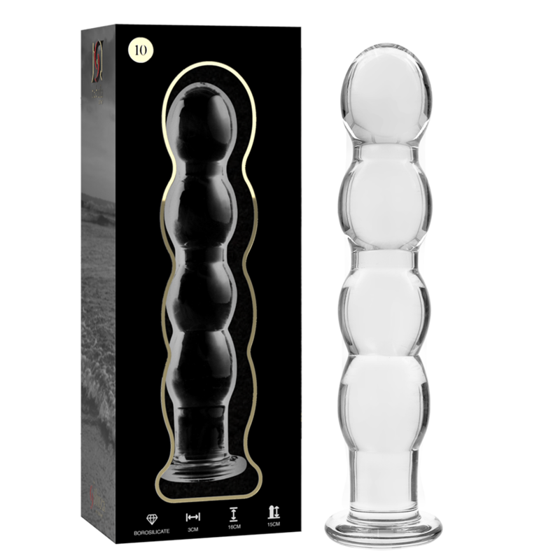 MODELLO 10 DILDO IN VETRO BOROSILICATO TRASPARENTE 16.5 CM O 3.5 CM - CHARME VIBE