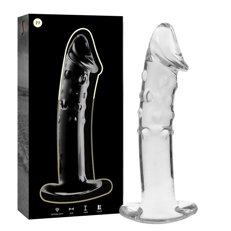 MODELLO 19 DILDO IN VETRO BOROSILICATO TRASPARENTE 18.5 CM O 4 CM - CHARME VIBE